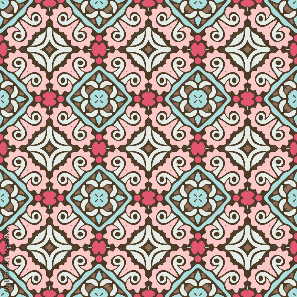 seamless ceramic tile design pattern background. flower mandala design surface