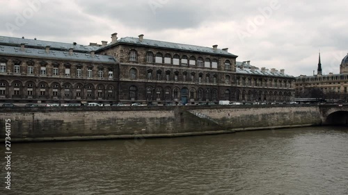 Panorama of the city river and bridge  Paris France 03.20.2019
