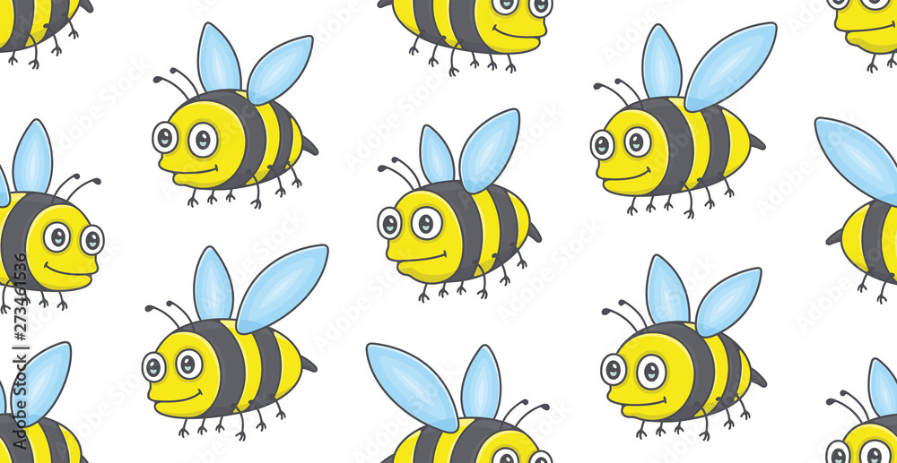 Seamless Pattern with Bees. isolated on white background Seamless Pattern with Bees. isolated on white background