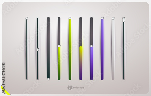 Set of ui color sliders. Realistic style. Isolated background. User interface elements for internet site, web design, app, player or phone. Vector illustration.
