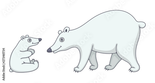 Set of Polar Bears. isolated on white background