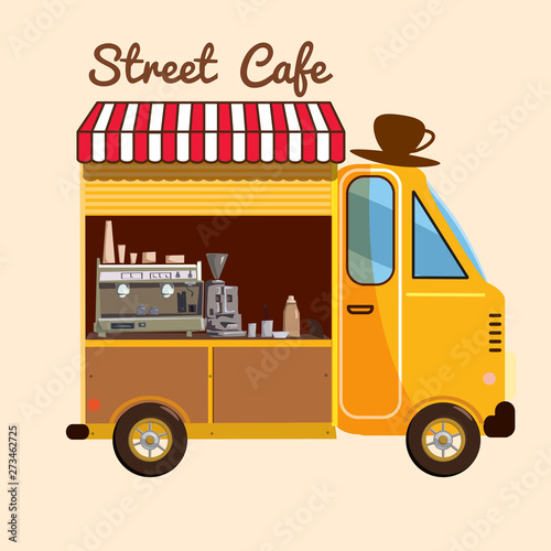 street food shop cartoon design