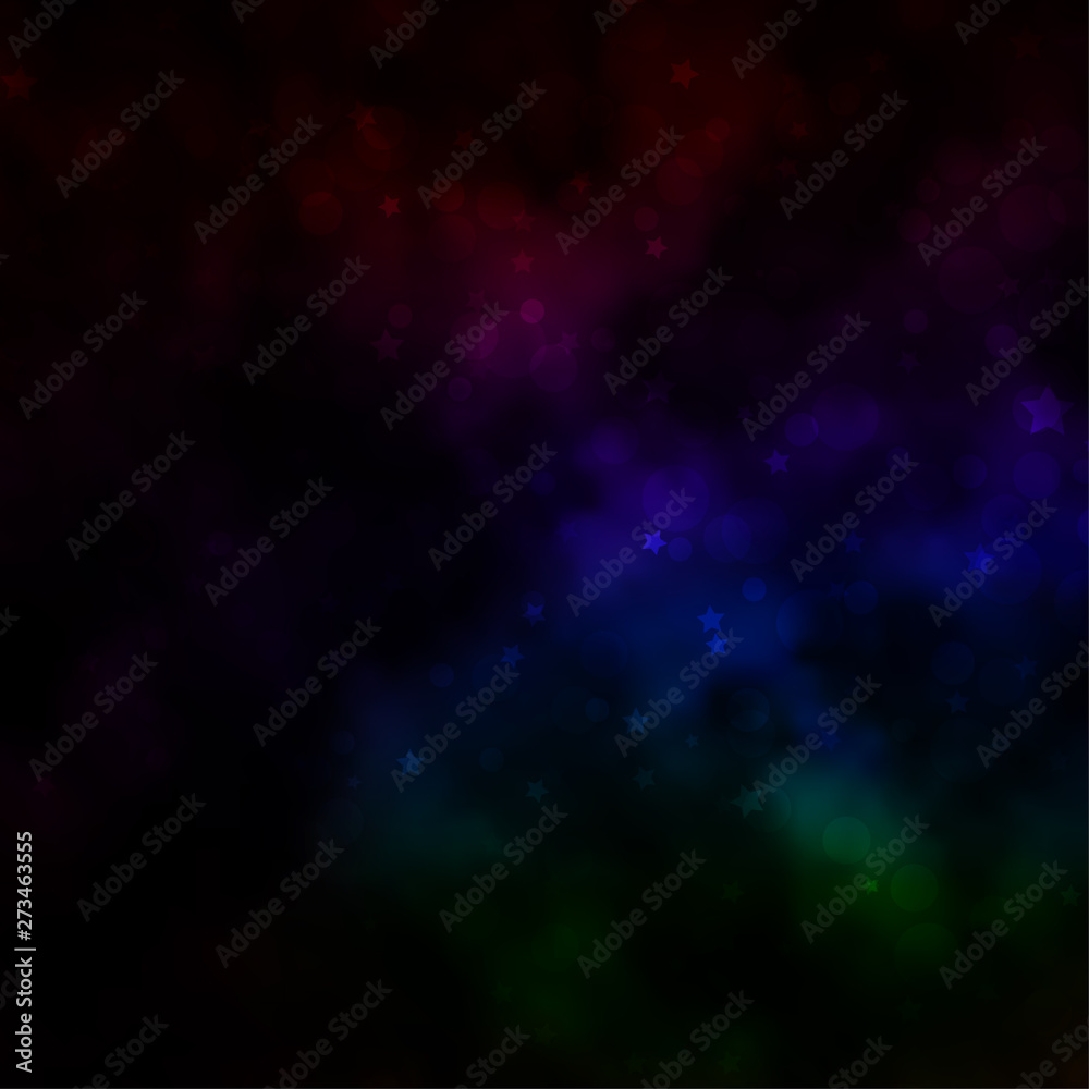 Fototapeta premium Dark Multicolor vector pattern with circles, stars.