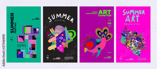 Summer Festival Art and Culture Colorful Illustration Poster. Illustration for Summer, event, website, landing page, promotion, flyer, digital and print.