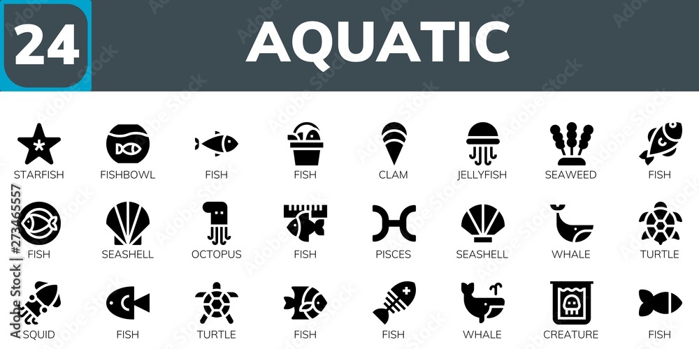 aquatic icon set