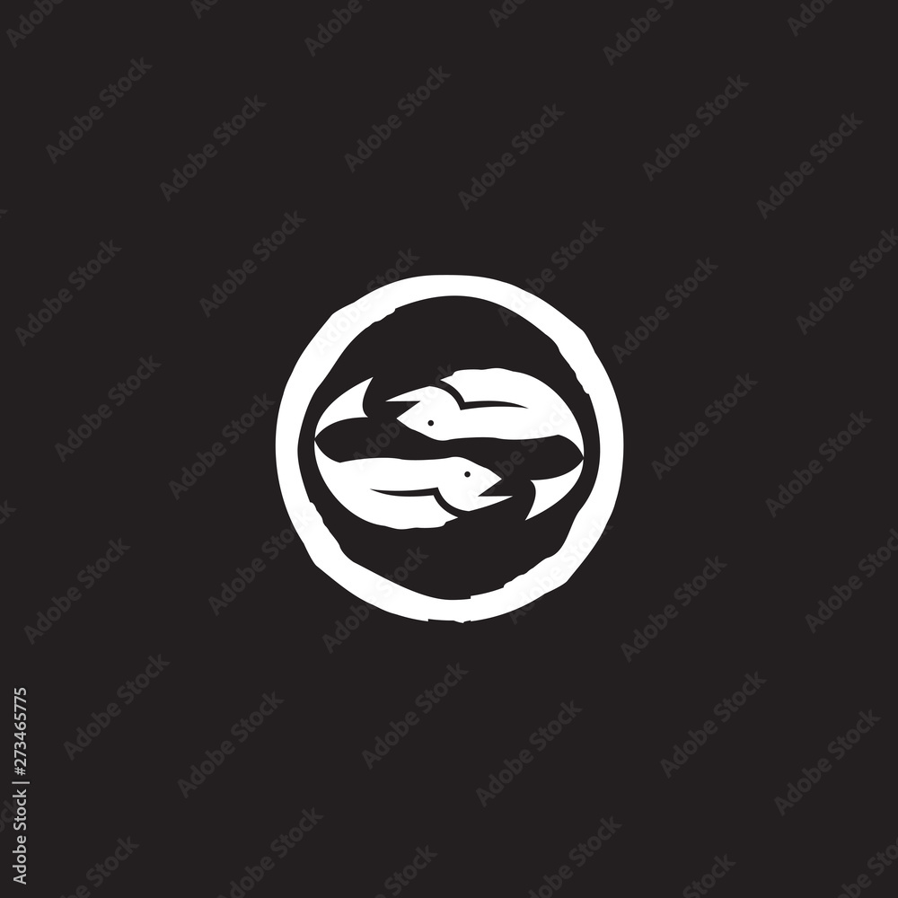Salmon fish logo with yin yang style vector template Salmon fish logo with yin yang style vector template