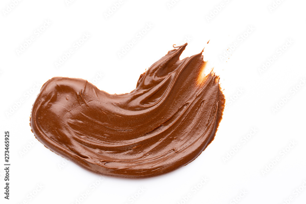 Chocolate cream isolated on white background. Flat lay. Chocolate cream isolated on white background. Flat lay.