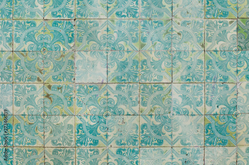 Traditional Portuguese azulejo tiles. Background texture.