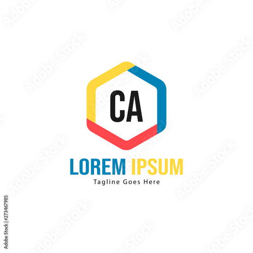 Initial CA logo template with modern frame. Minimalist CA letter logo vector illustration