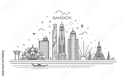 Thailand and attractions to Bangkok landmarks. Vector