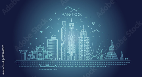 Thailand and attractions to Bangkok landmarks. Vector