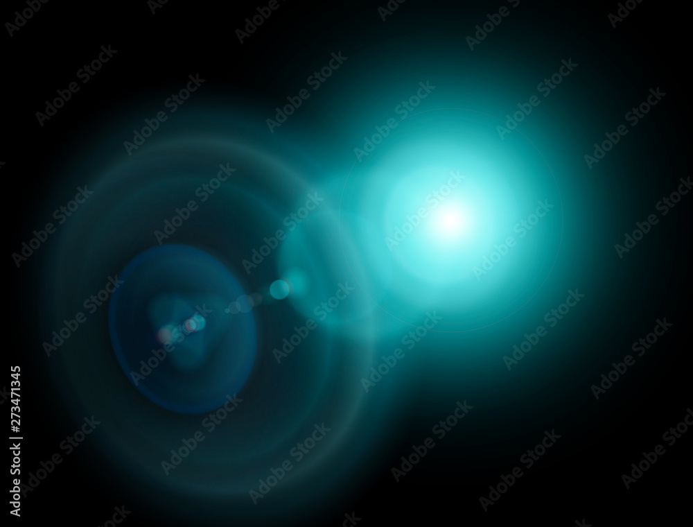 Fototapeta premium Lights and stars in the night. Lens refraction effect. Stars in the sky. Observe celestial bodies, new solar systems. Planets. Science fiction background