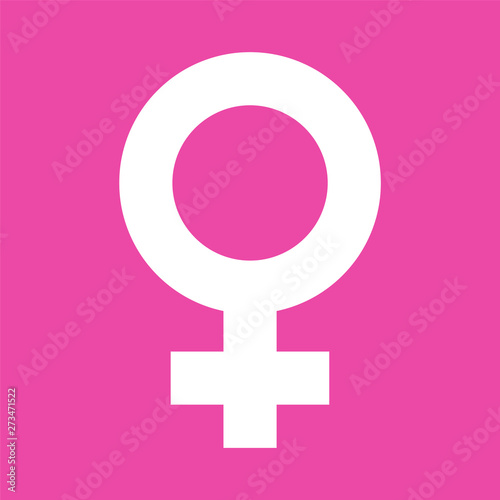 Female Symbol in Pink Color Background. Female Sexual Orientation Icon. Vector Gender Sign.