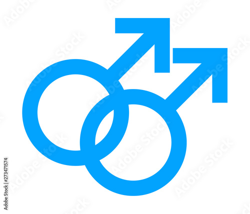 Gay Symbol in Simple Outline Blue Color Design. Sexual Orientation Vector Gender Sign