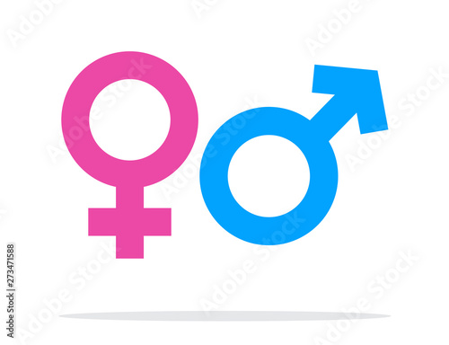 Gender Icon in Blue Pink Color. Vector Male and Female Gender Symbol.