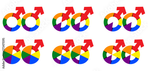 Gay Symbol Collection in Rainbow Color Illustration. Vector Rainbow Homosexual Gender Sign