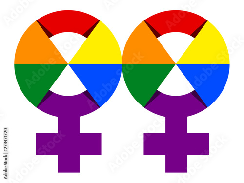 Lesbian Symbol in Rainbow Color Illustration. Vector Rainbow Homosexual Gender Sign