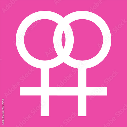 Lesbian Symbol in Pink Color Background. Lesbian Sexual Orientation Icon. Vector Homosexual Gender Sign.