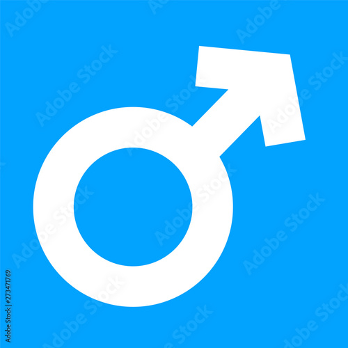 Male Symbol in Blue Color Background. Male Sexual Orientation Icon. Vector Gender Sign.