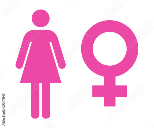 Woman Flat Icon Isolated On White Background. Pink Color Gender Symbol Vector Illustration.