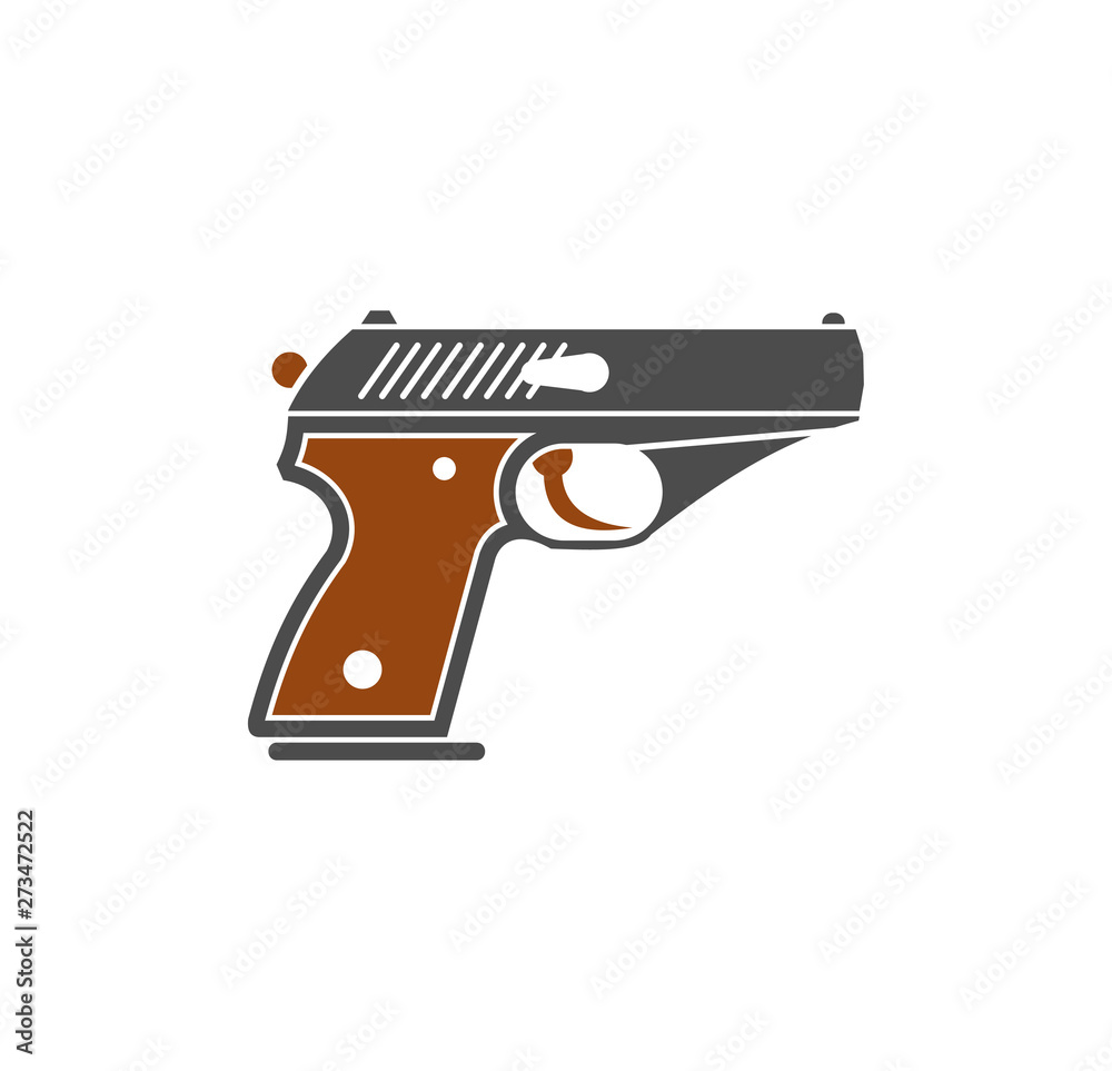 Fototapeta premium Pistol related icon on background for graphic and web design. Simple illustration. Internet concept symbol for website button or mobile app.