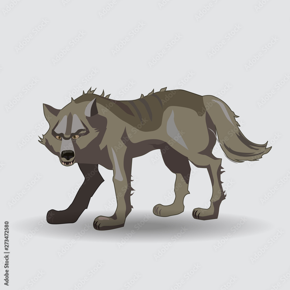 Obraz premium Wolf, predator character cartoon vector illustration
