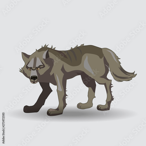 Wolf  predator character cartoon vector illustration
