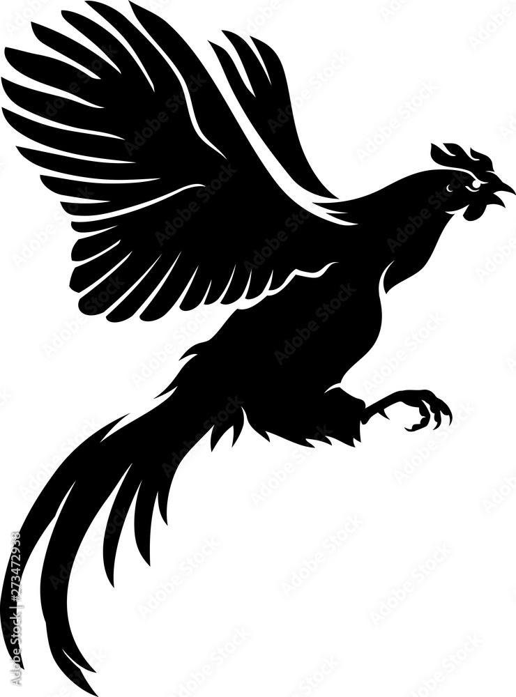 Fototapeta premium Rooster Side View Silhouette