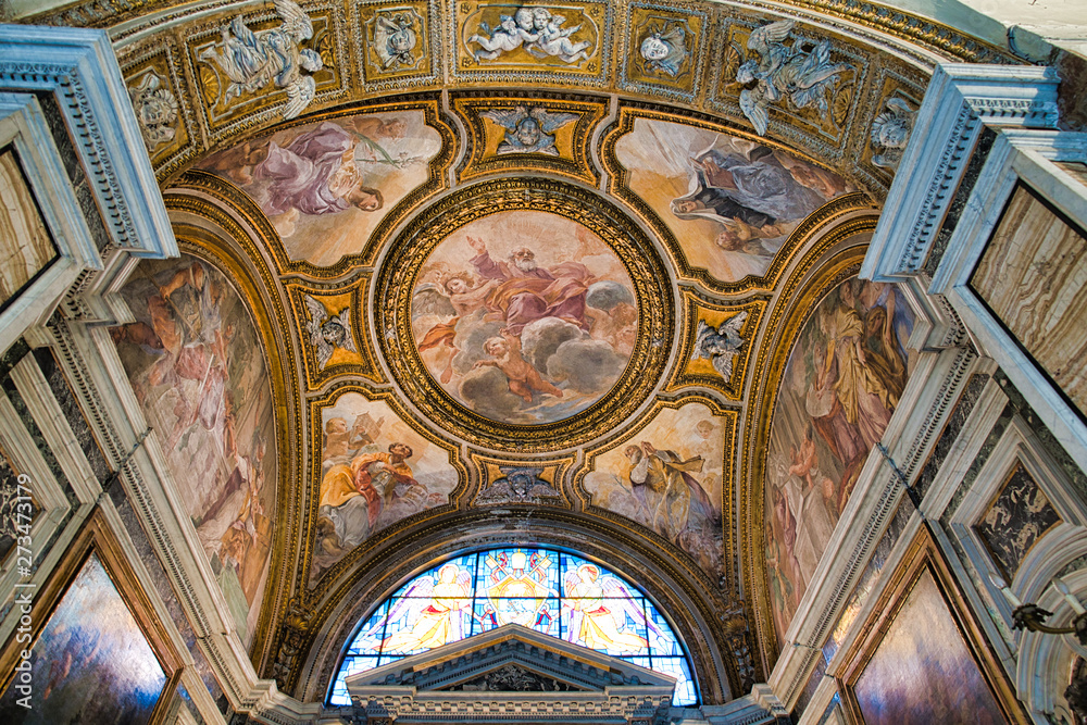 Beautiful church interior in Rome, Santa Prossede, Italy