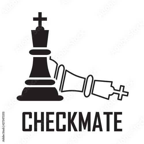 Checkmate on a white background Vector Illustration. Chess Black King Figures Pieces.