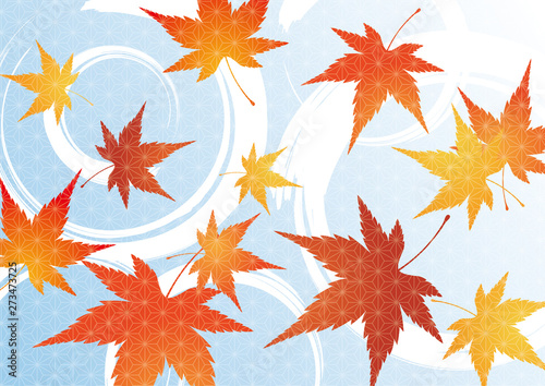 紅葉 波紋 麻の葉模様 秋 背景 Stock Vector Adobe Stock