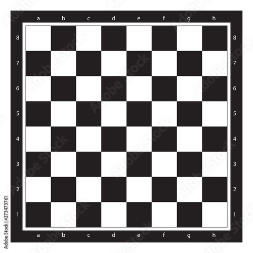 Chess Board Top View With Algebraic Notation Vector Illustration. Chessboard Black And White Tile.