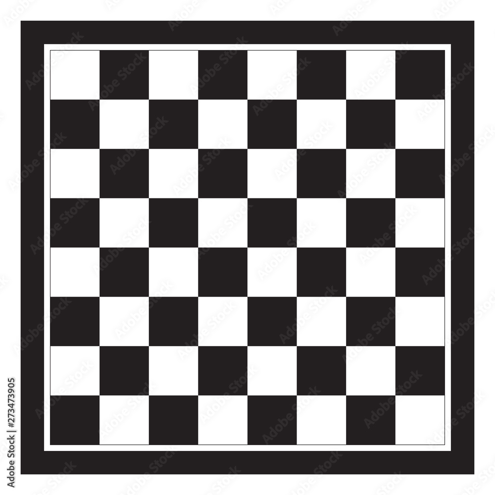Fototapeta premium Empty Chess Board Top View Vector Illustration. Chessboard Black And White Tile.