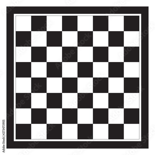 Empty Chess Board Top View Vector Illustration. Chessboard Black And White Tile.