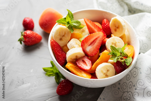 Bowl of healthy fresh fruit salad