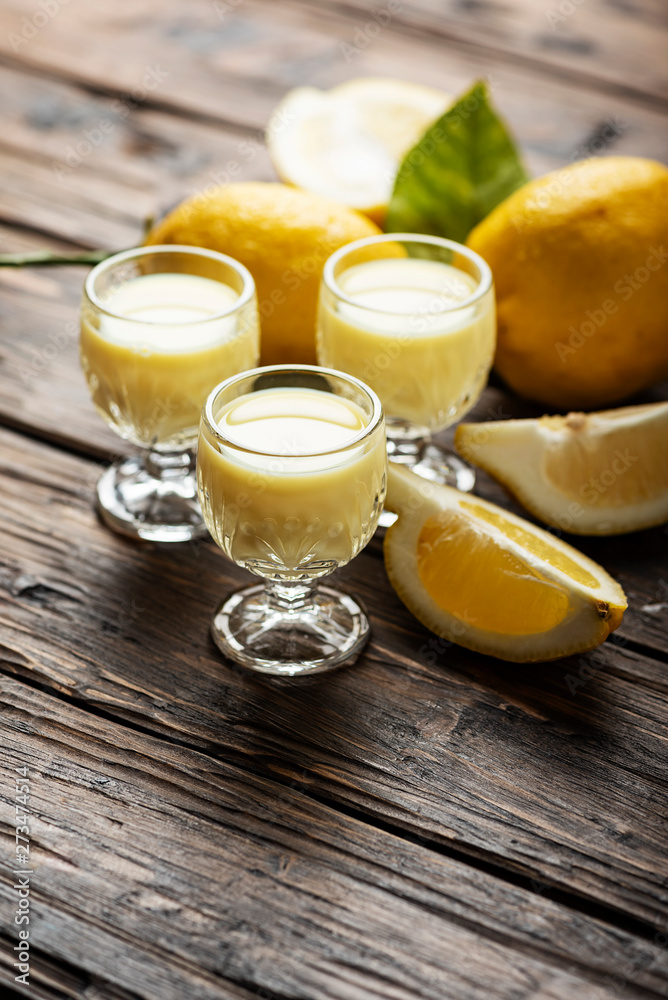 Traditional Italian liguore with lemon Traditional Italian liguore with lemon