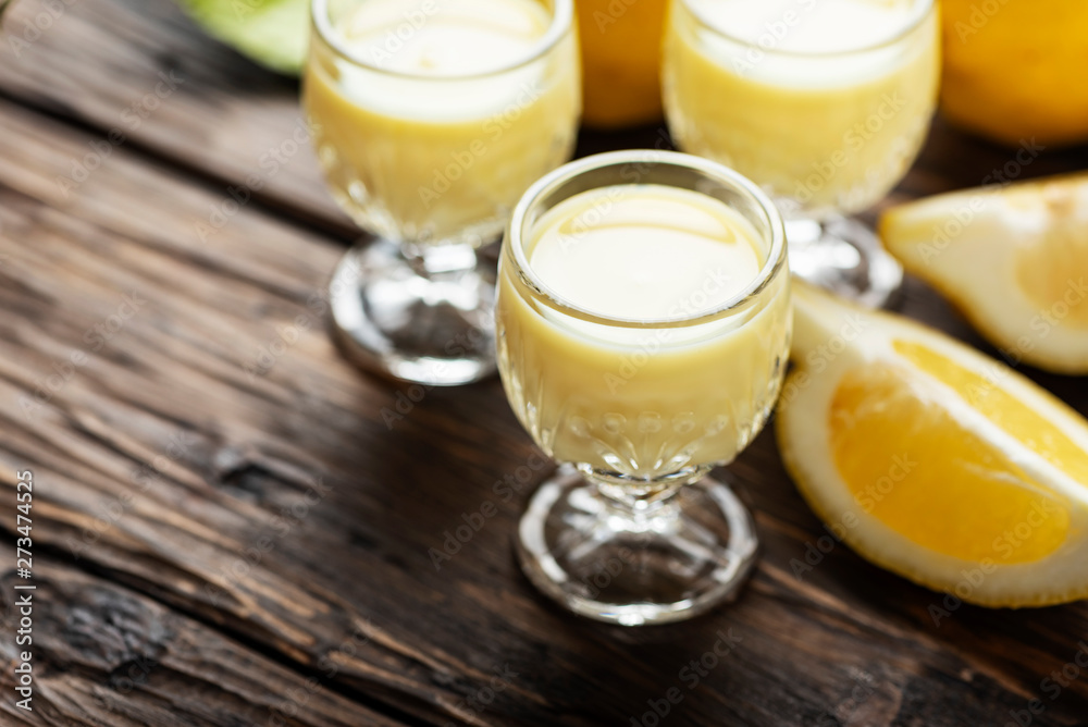 Traditional Italian liguore with lemon Traditional Italian liguore with lemon