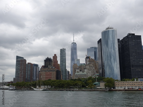 Beautiful New York high-rise buildings and Manhattan River