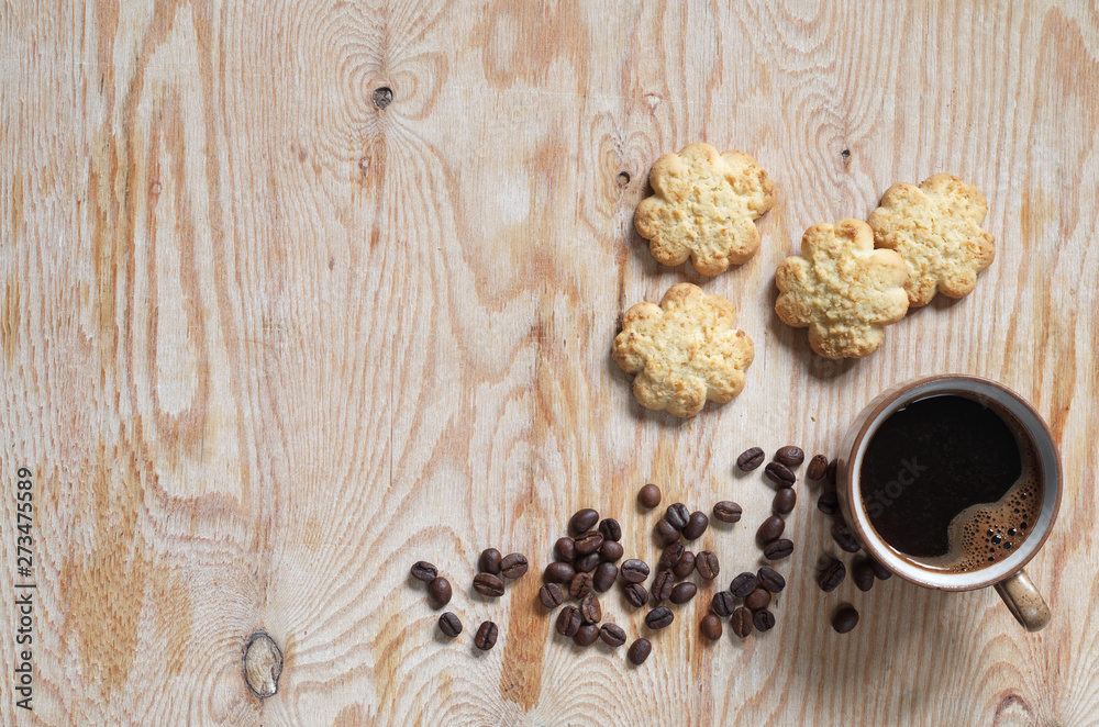 Coffee and shortbread with coconut