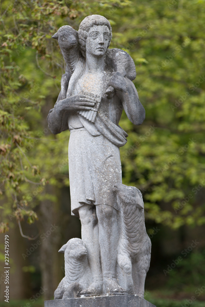 Christ statue Shepherd at Abbey Maria Laach (Benediktinerabtei Maria Laach) Rhineland Palatinate Germany Christ statue Shepherd at Abbey Maria Laach (Benediktinerabtei Maria Laach) Rhineland Palatinate Germany