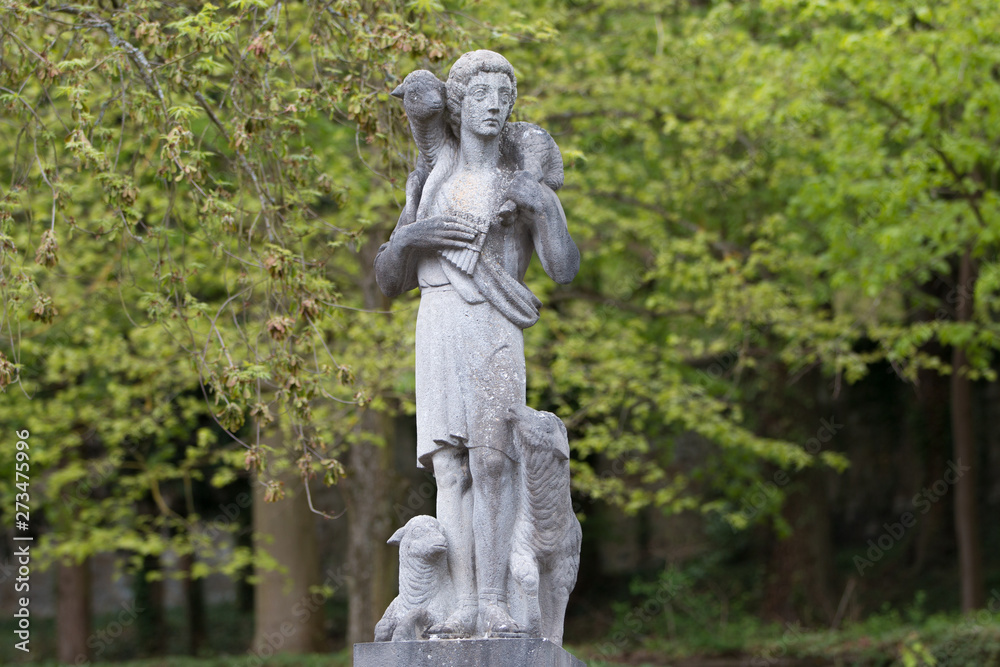 Christ statue Shepherd at Abbey Maria Laach (Benediktinerabtei Maria Laach) Rhineland Palatinate Germany