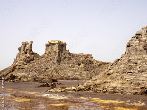 Many high rock formations rise in the Danakil depression. Ethiopia