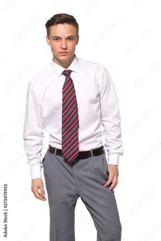 Handsome young businessman in white shirt isolated on white Handsome young businessman in white shirt isolated on white