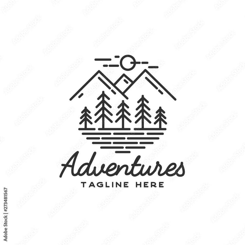 Abstract Monoline Outdoor Badge Logo Design Vector Template