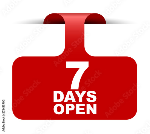 red vector banner seven days open