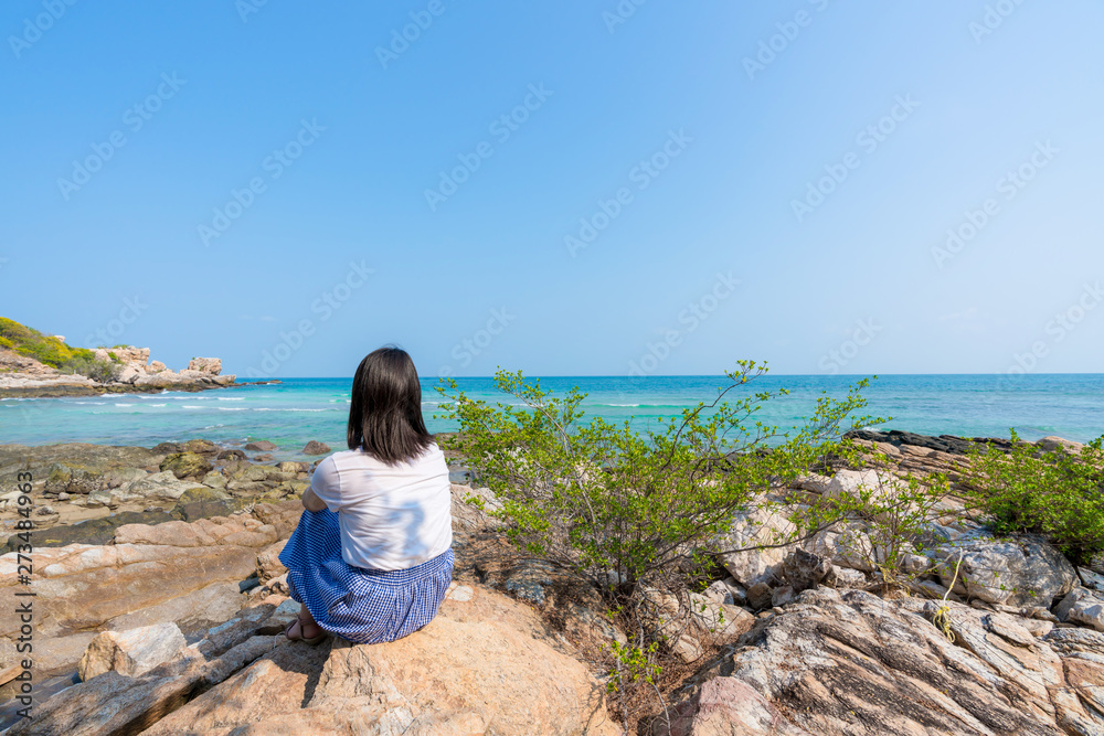 Young girl on Beautiful Tropical Beach PP Island, Krabi, Phuket, Thailand blue ocean background Woman items vacation accessories for holiday or long weekend a guide choice idea for planning travel Young girl on Beautiful Tropical Beach PP Island, Krabi, Phuket, Thailand blue ocean background Woman items vacation accessories for holiday or long weekend a guide choice idea for planning travel