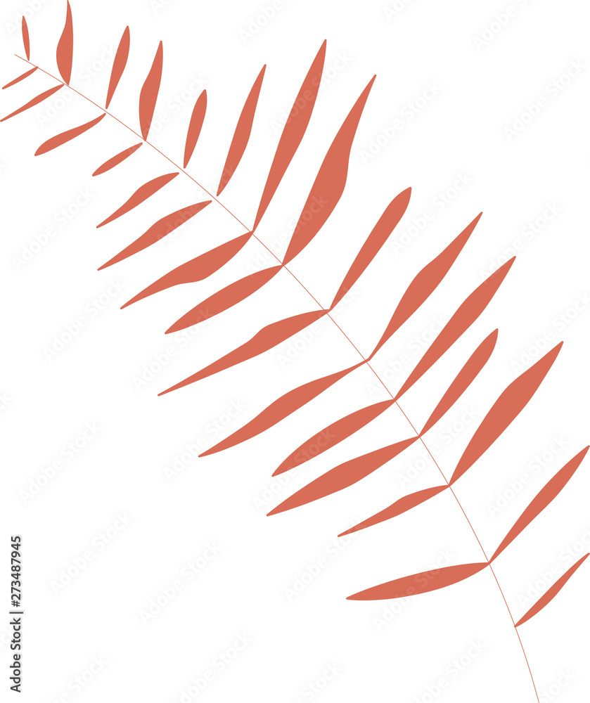 Obraz premium Flat modern floral foliage illustration on the white isolated background. Abstract shapes.