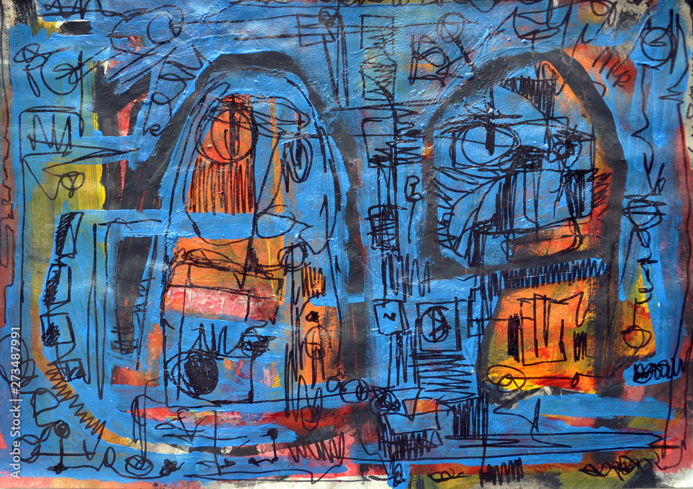 Obraz premium Artwork colorful for background. Contemporary art painting.