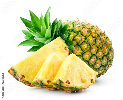 Fotografiet Whole pineapple and pineapple slice