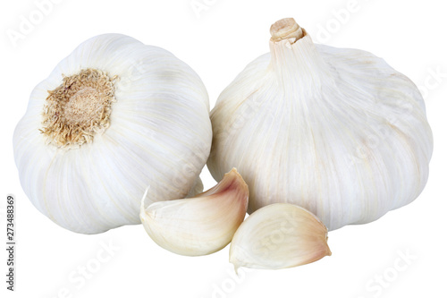 Garlic healthy spice vegan vegetable isolated on white